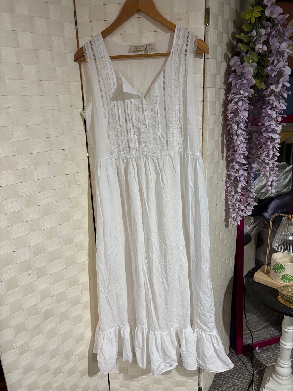 Victoria's Secret vintage white cotton pintuck nightgown